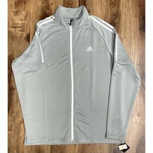 Adidas Golf French Terry Full Zip Jacket Gray Mens Sz L NWT UPF 50 Athletic